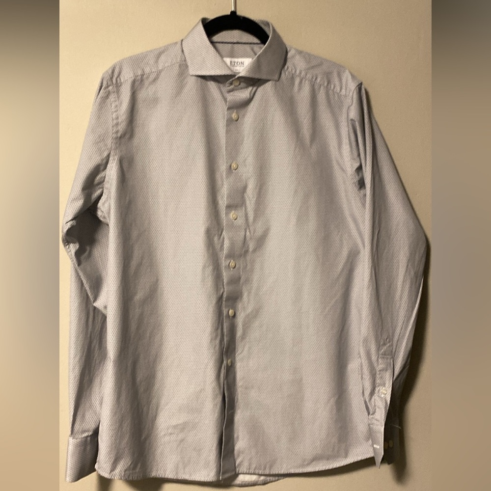 Eton White and Blue Patterned Dress Shirt - Picture 4 of 4